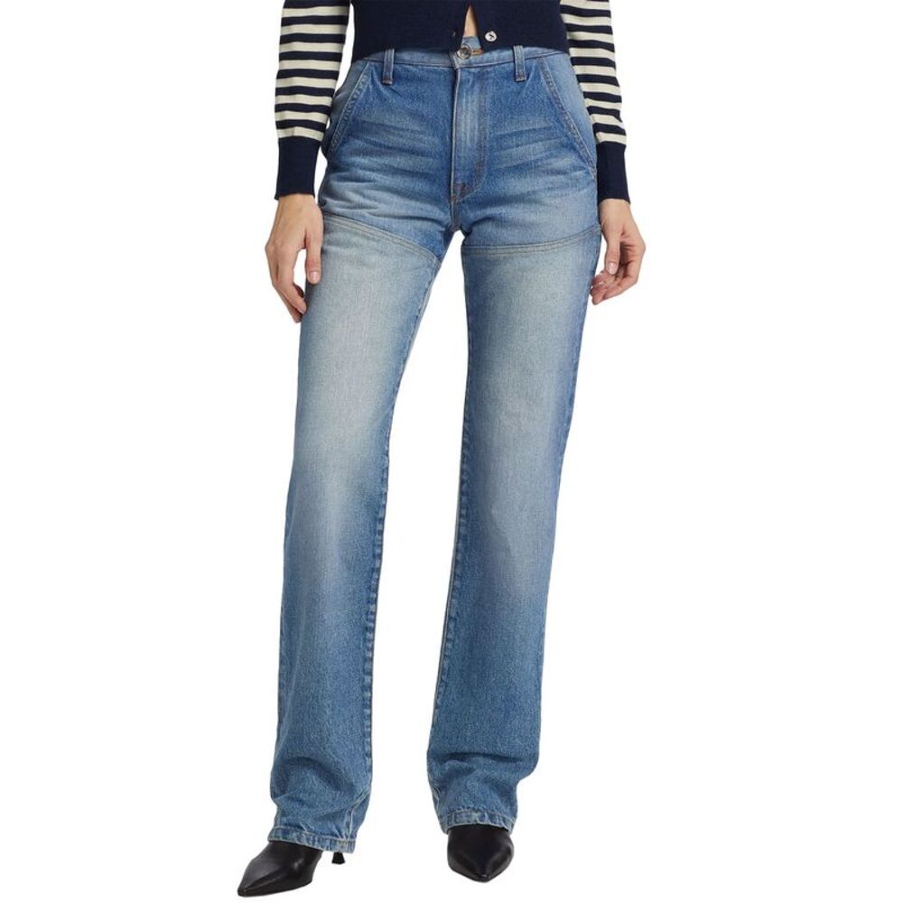 Brandon Maxwell Womens Wyatt Two Toned Denim Jeans 27 Indigo/Vintage Blue - NWT